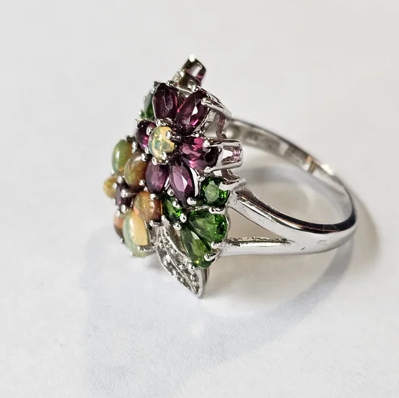 Gorgeous Genuine Gemstone Ring in Rhodium over Sterling Silver Sz 9.5! - Picture 5 of 9